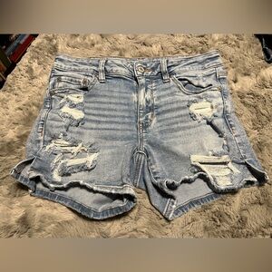 American Eagle Outfitters Light Blue Distressed Jean Shorts